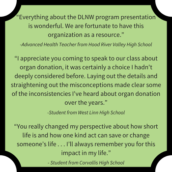 Quotes from teachers and students about the impact of the DLNW presentation
