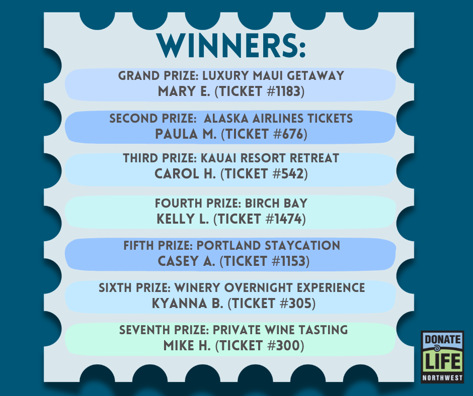 Donate Life Northwest's Annual Raffle | Donate Life Northwest